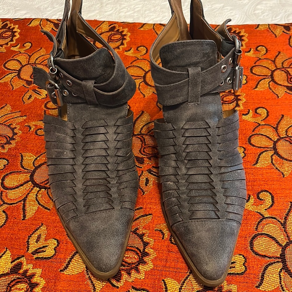 Gray suede booties
